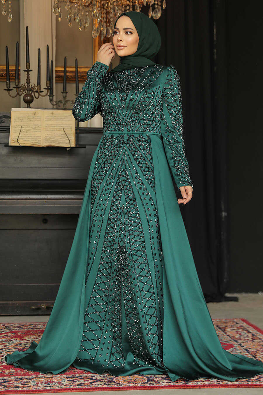 Modest Black Satin Evening Dress 45961S - Neva-style.com Modest Black Satin Evening Dress 45961S - Neva-style.com