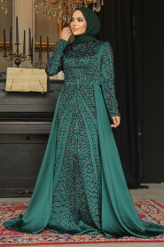 Modest Black Satin Evening Dress 45961S - 1