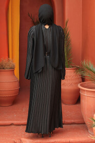 Modest Black Evening Gown With Sleeve 45771S - 3