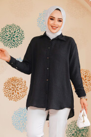 Modest Black Shirt Top 70901S - 3