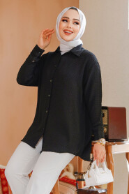 Modest Black Shirt Top 70901S - 2