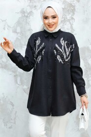 Modest Black Shirt Tunic 4526S - 2