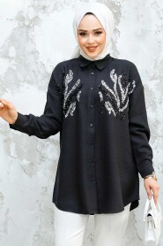 Modest Black Shirt Tunic 4526S 