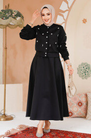 Modest Black Skirted Dual Suit 1277S - 1