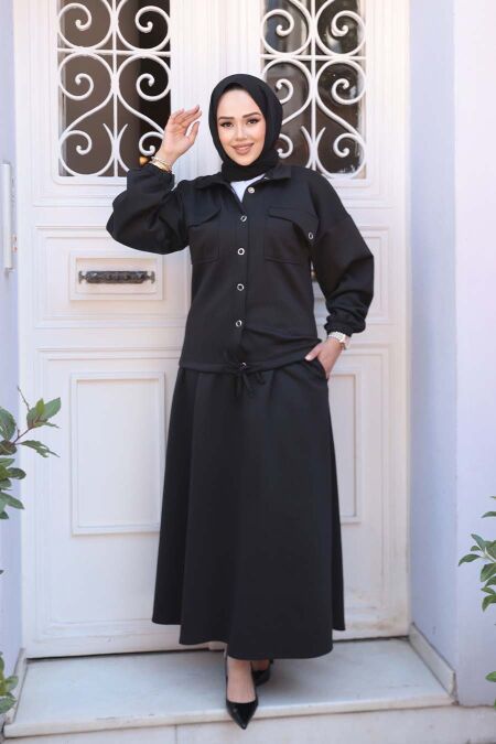 Modest Black Skirted Dual Suit 56731S - NEVA STYLE