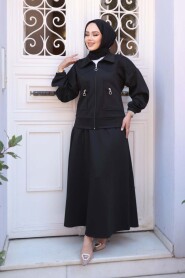 Modest Black Skirted Dual Suit 56812S - 3