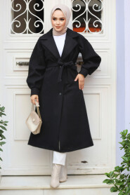 Modest Black Stamp Coat 5946S - 2