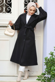 Modest Black Stamp Coat 5946S - 3