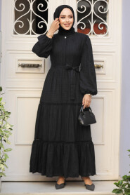 Modest Black Summer Dress 10024S - 2