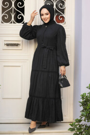 Modest Black Summer Dress 10024S - 3