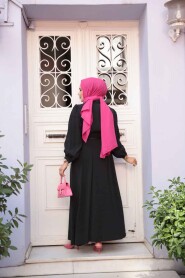 Modest Black Summer Dress 19044S - 4