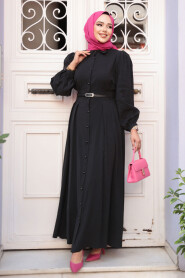 Modest Black Summer Dress 19044S - 2