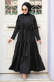 Modest Black Summer Dress 20301S - 1