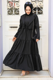 Modest Black Summer Dress 20301S - 2