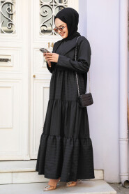 Modest Black Summer Dress 20301S - 4