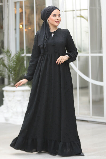 Modest Black Summer Dress 23201S - NEVA STYLE