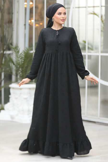Modest Black Summer Dress 23201S - Neva-style.com