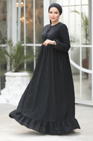 Modest Black Summer Dress 23201S - 3