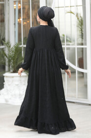 Modest Black Summer Dress 23201S - 4