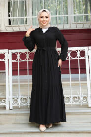 Modest Black Summer Dress 239202S - 5