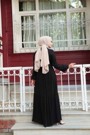 Modest Black Summer Dress 239202S - 6