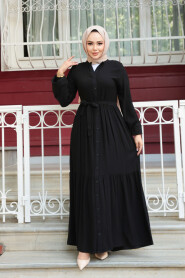 Modest Black Summer Dress 239202S - 1