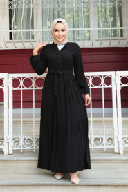 Modest Black Summer Dress 239202S - 2