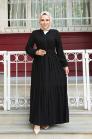 Modest Black Summer Dress 239202S - 3