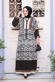 Modest Black Summer Dress 24013S - 2