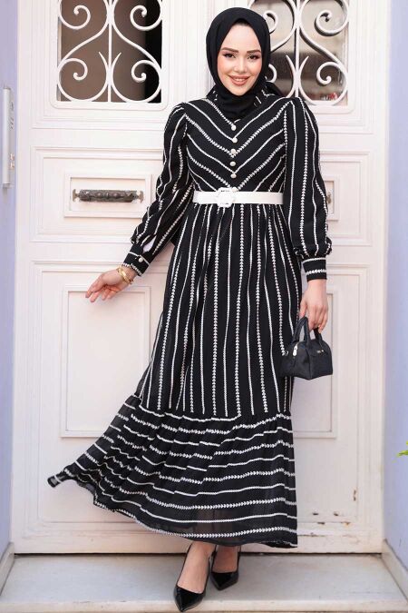 Modest Black Summer Dress 43534S - NEVA STYLE