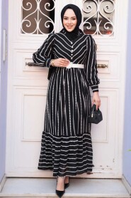 Modest Black Summer Dress 43534S - 3