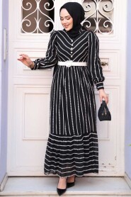 Modest Black Summer Dress 43534S - 2