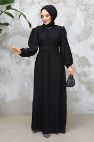 Modest Black Summer Dress 65878S - 3