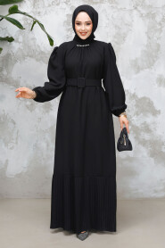 Modest Black Summer Dress 65878S - 1