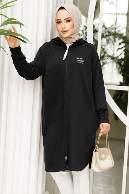 Modest Black Sweatshirt 30157S - NEVA STYLE