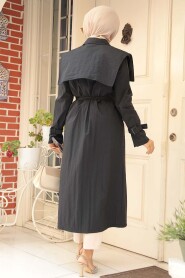 Modest Black Trench Coat 19023S - 4