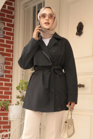 Modest Black Trench Coat 19024S - 2