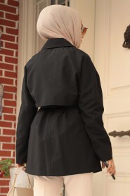 Modest Black Trench Coat 19024S - 4