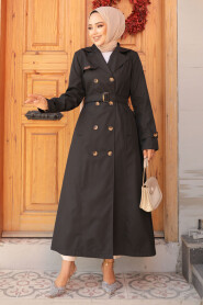 Modest Black Trench Coat 61500S - 3