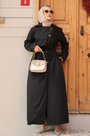 Modest Black Trench Coat 684S - 1