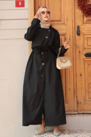 Modest Black Trench Coat 684S - 2