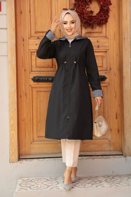 Modest Black Trench Coat 685S - Neva-style.com