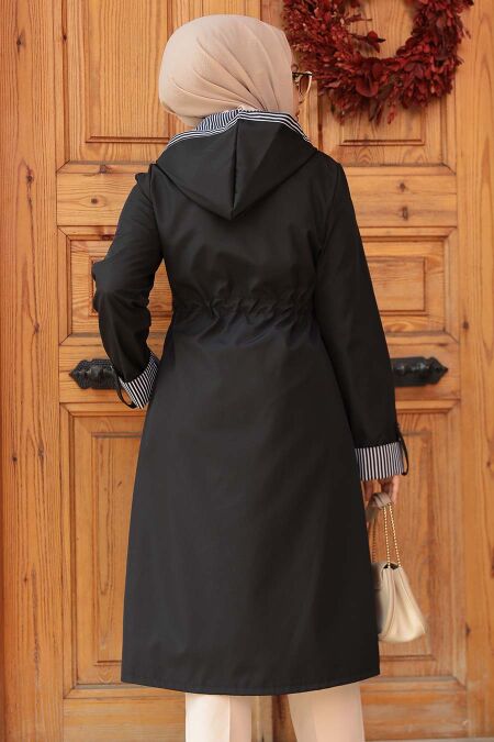 Modest Black Trench Coat 685S - Neva-style.com