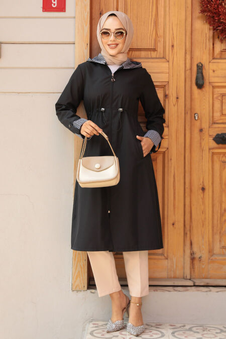 Modest Black Trench Coat 685S - NEVA STYLE