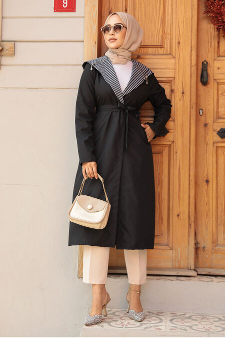 Modest Black Trench Coat 689S - NEVA STYLE