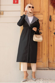 Modest Black Trench Coat 689S - 2