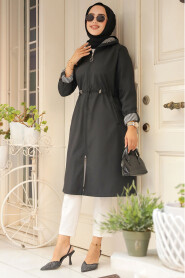 Modest Black Trench Coat 69721S - 1