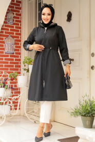 Modest Black Trench Coat 69721S - 2