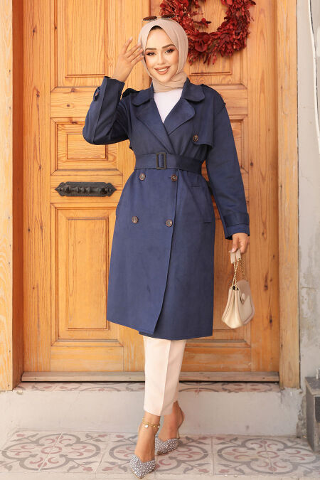 Modest Black Trench Coat 72091S - NEVA STYLE