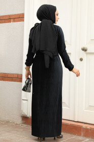 Modest Black Velvet Dress 22751S - 3